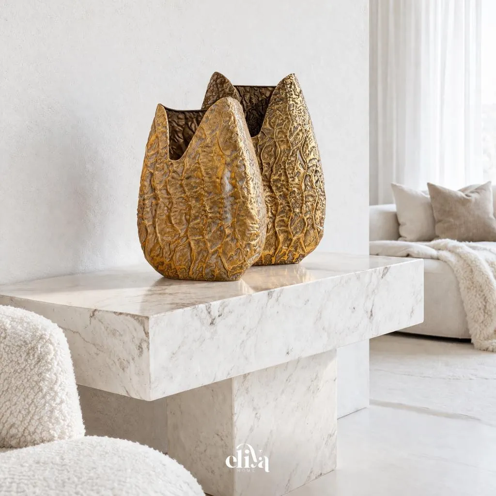 Chrome Metal Vase Set