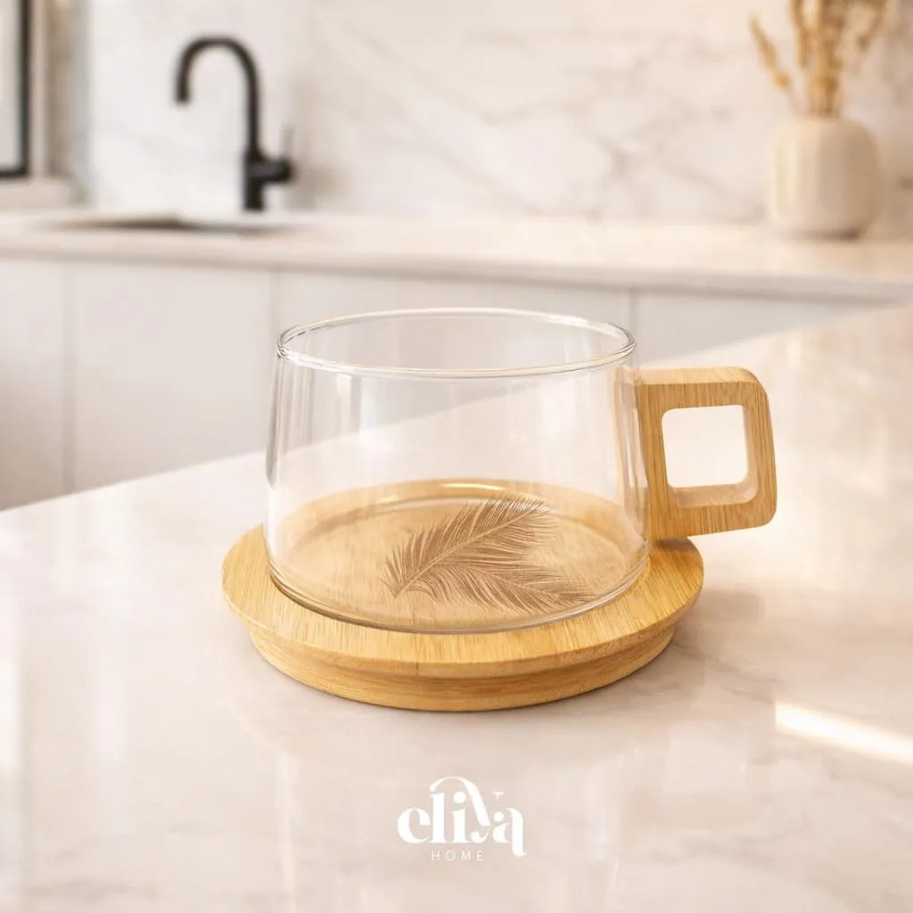 Elegant Large Wooden Tea Cup Set