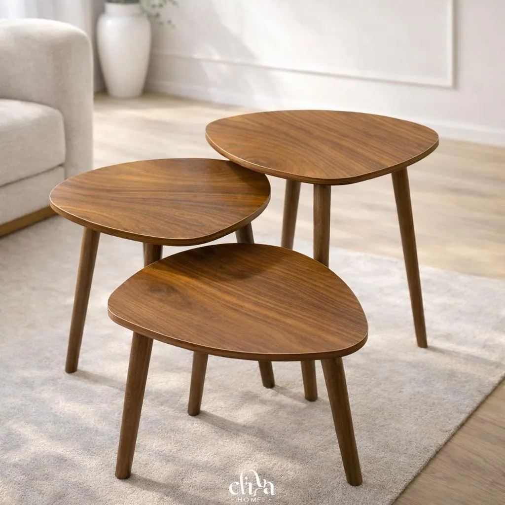 Elegant Three-Piece Wooden Table Set