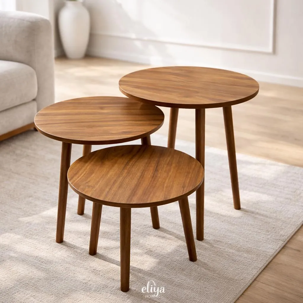 Elegant Three-Piece Wooden Table Set