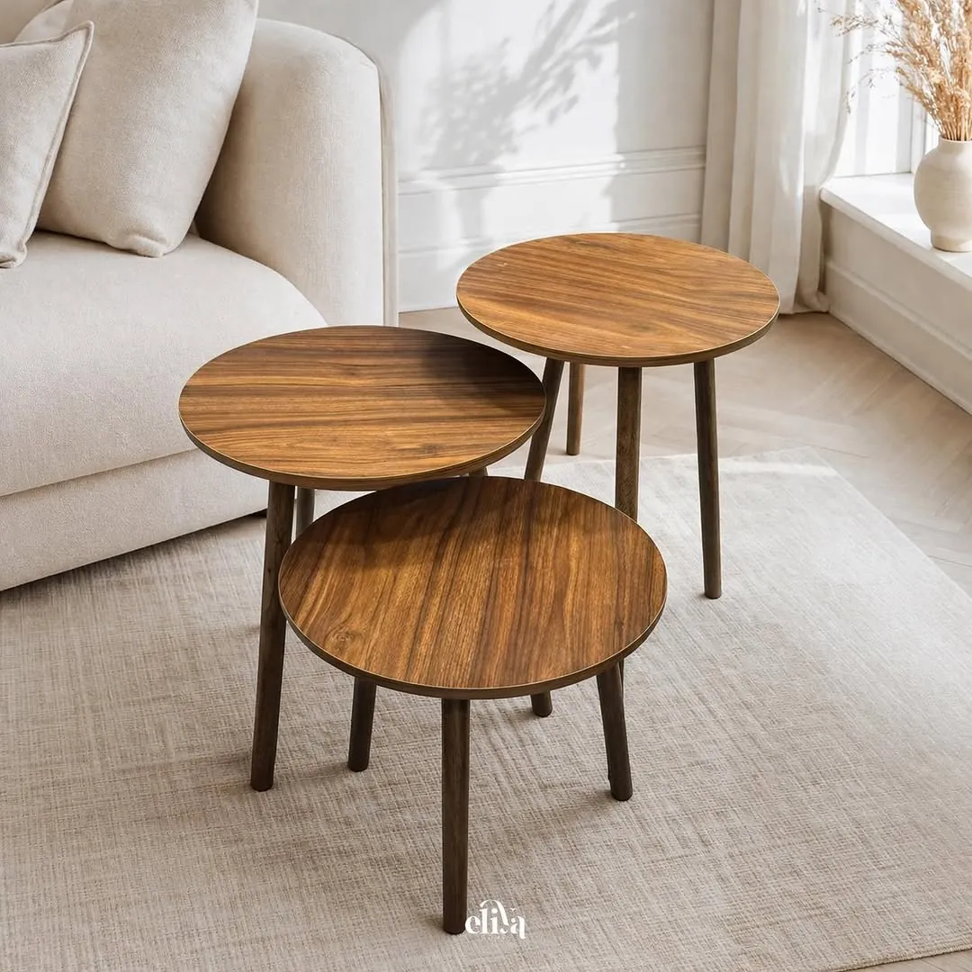 Elegant Three-Piece Wooden Table Set