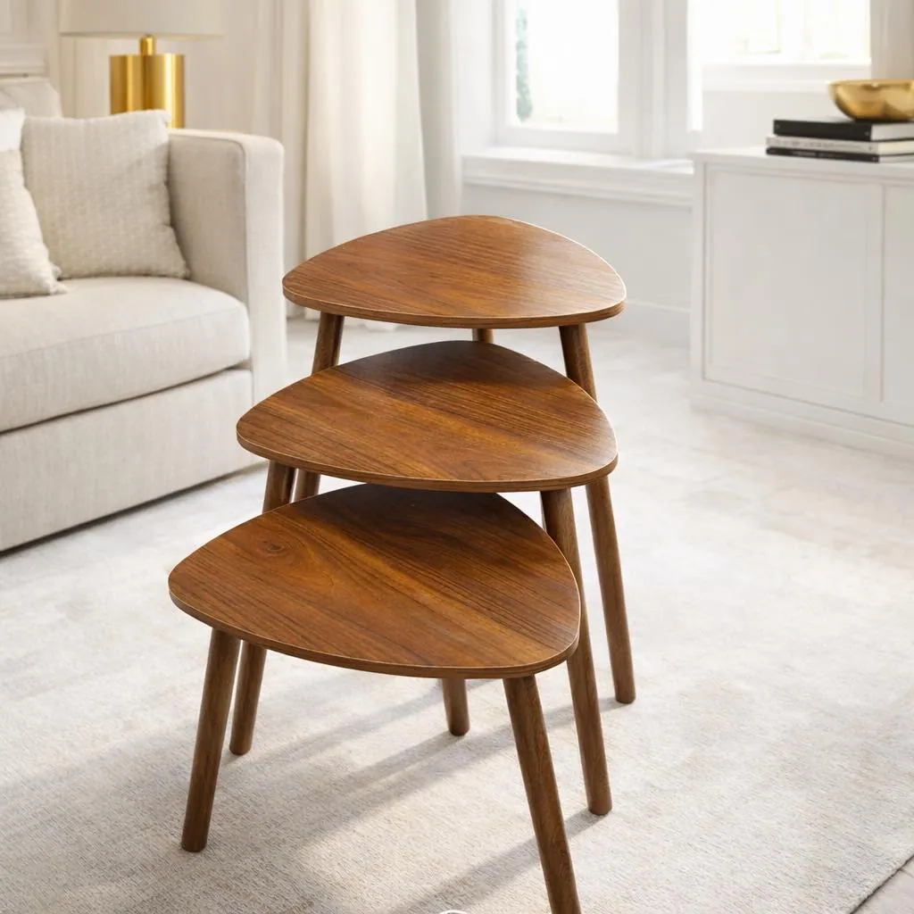 Elegant Three-Piece Wooden Table Set