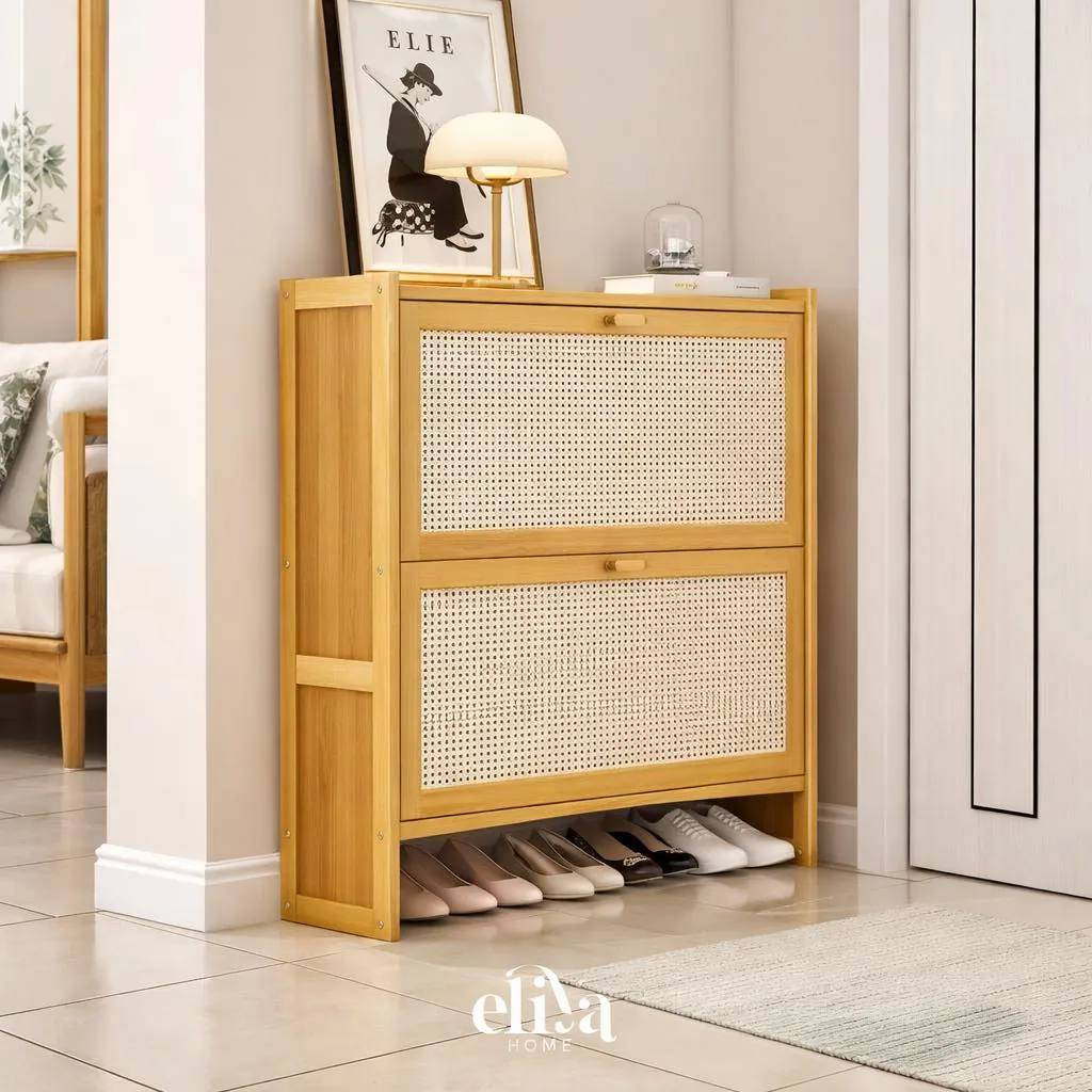 Two-Tier Bamboo Flip Shoe Rack
