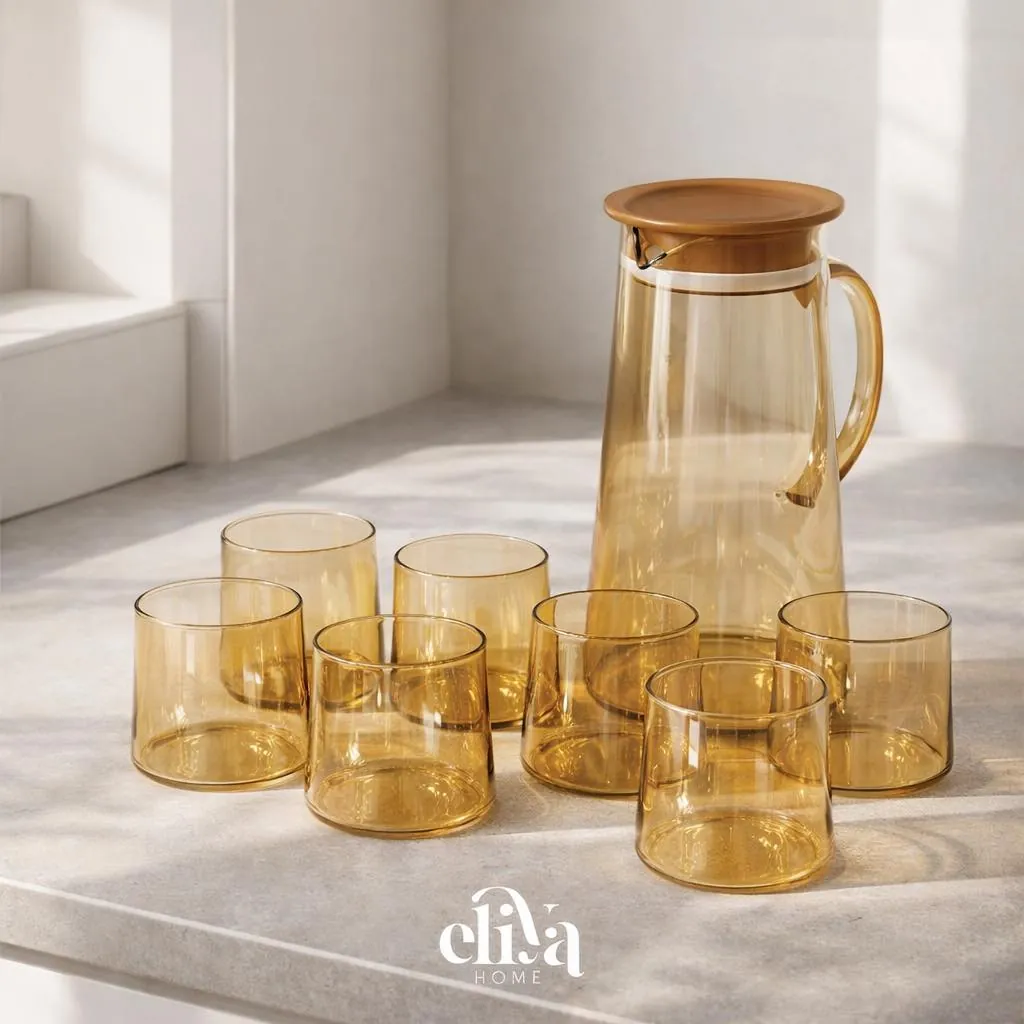 Glass Bottle and Cup Set