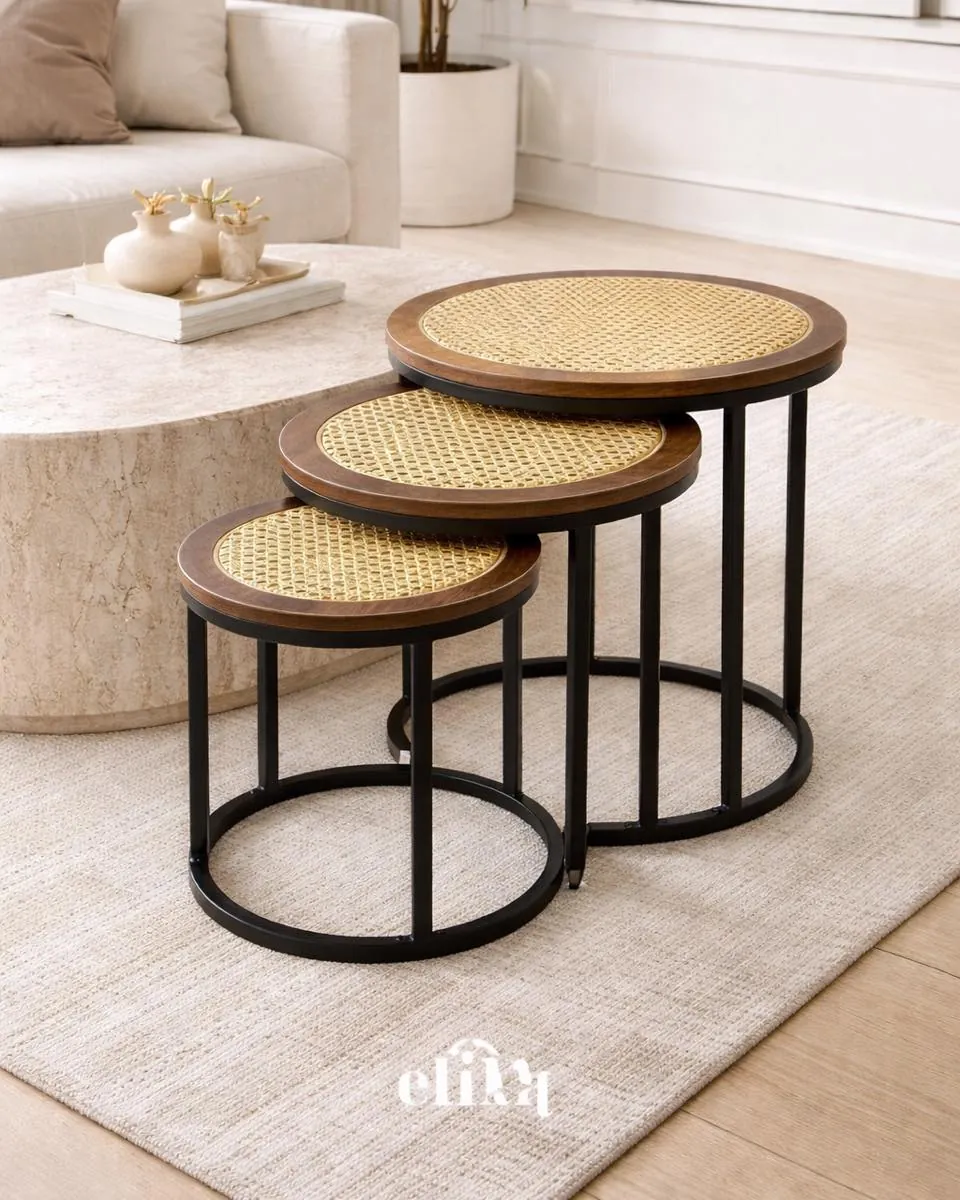 Wooden Tables Set and Serving Trolley