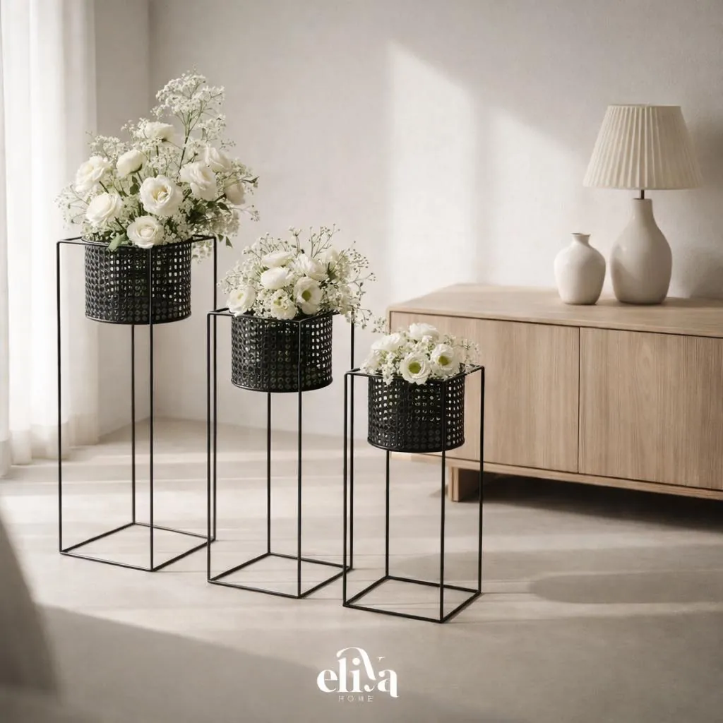Three-Piece Metal Plant Stand Set