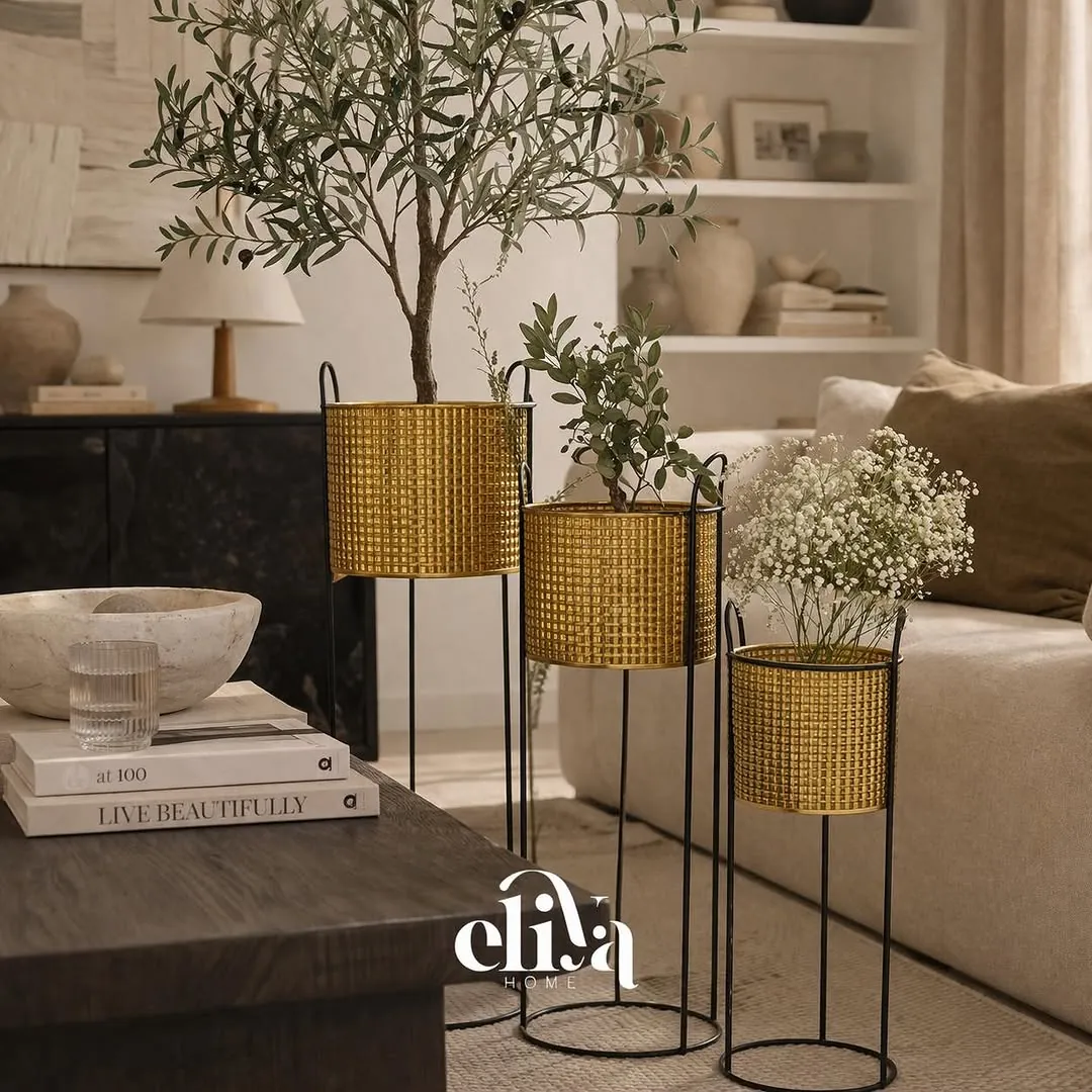 Three-Piece Metal Plant Stand Set