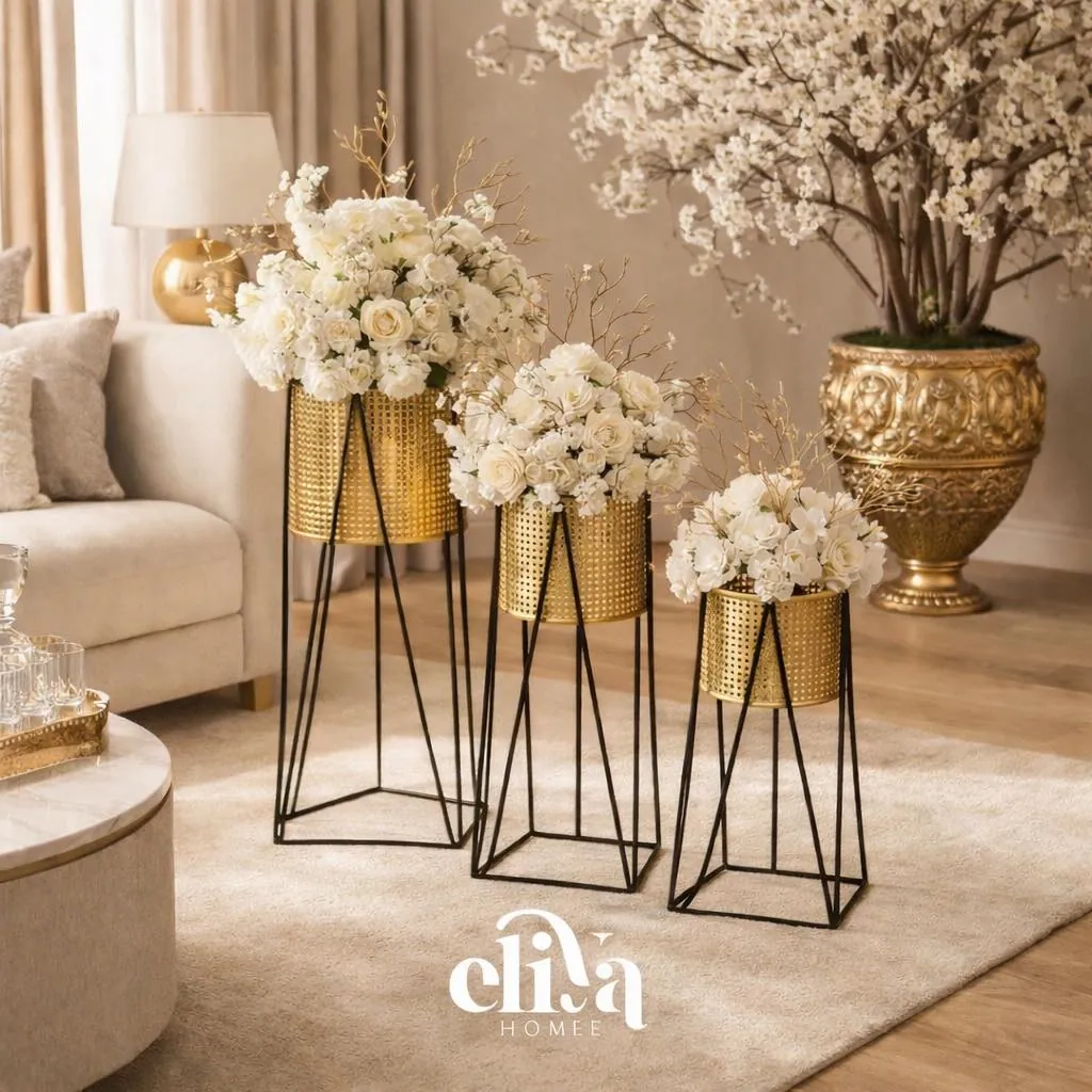 Three-Piece Metal Plant Stand Set