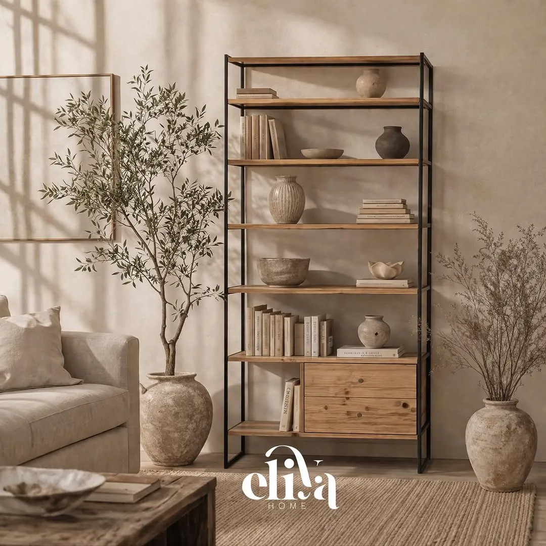 Bamboo Wood Drawer Library