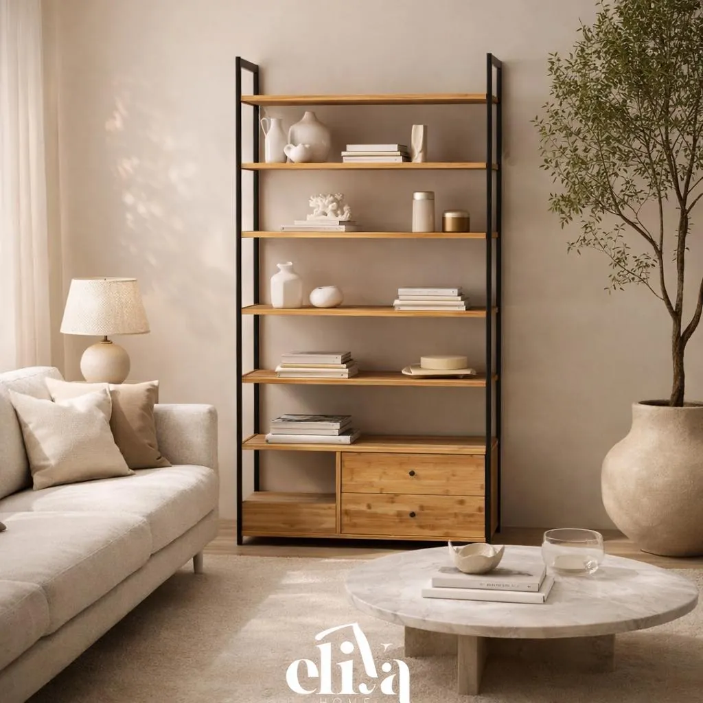 Bamboo Wood Drawer Library