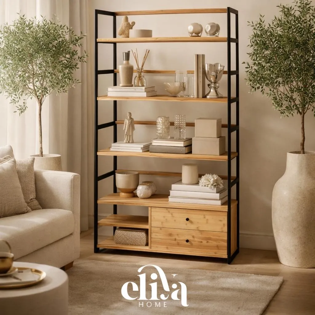 Bamboo Wood Drawer Library