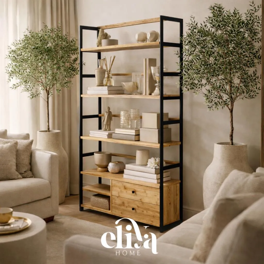 Bamboo Wood Drawer Library