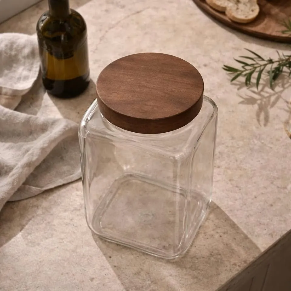 Acrylic Holder with Wooden Lid