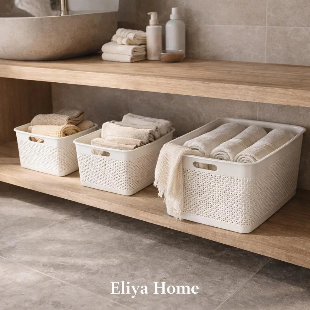 Three-Piece Reinforced Plastic Basket Set