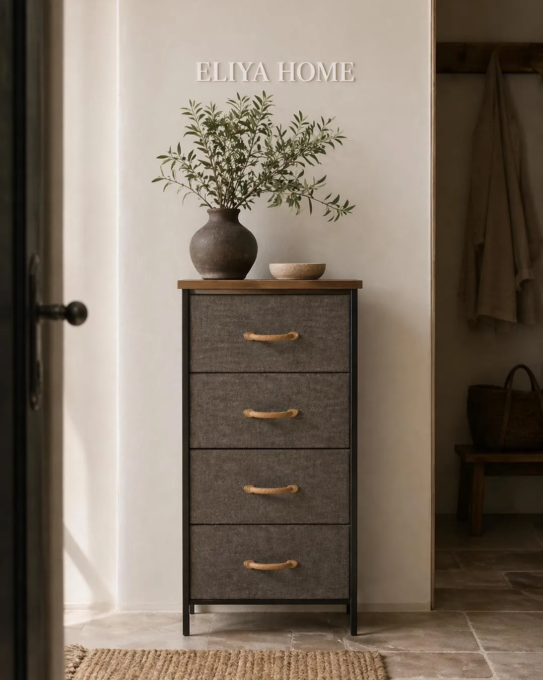 Elegant Wood and Iron Shelving Unit