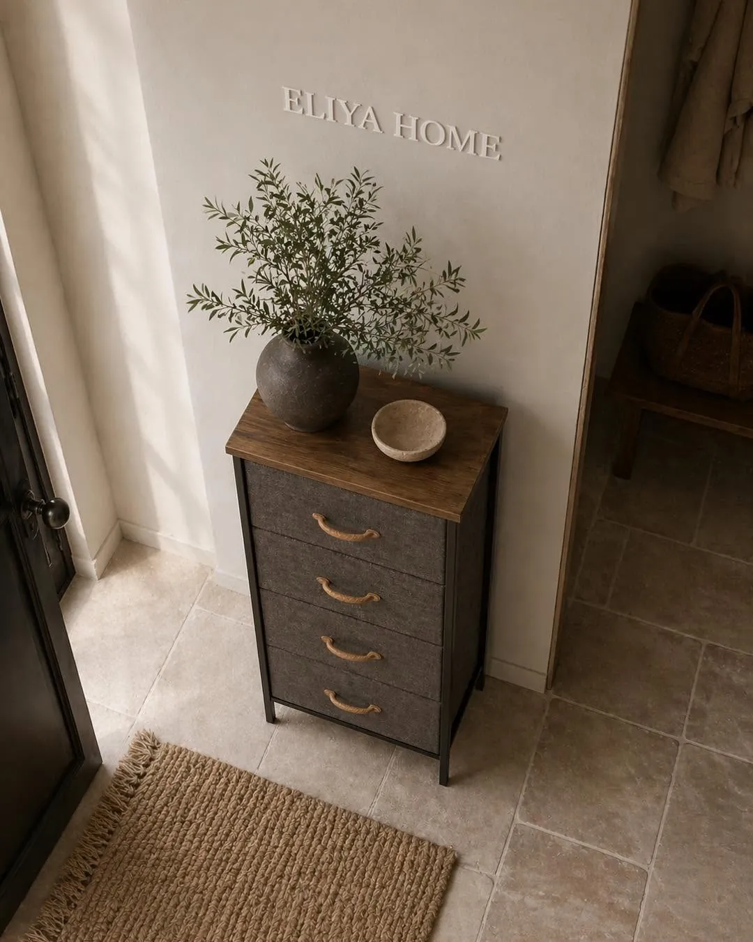 Elegant Wood and Iron Shelving Unit