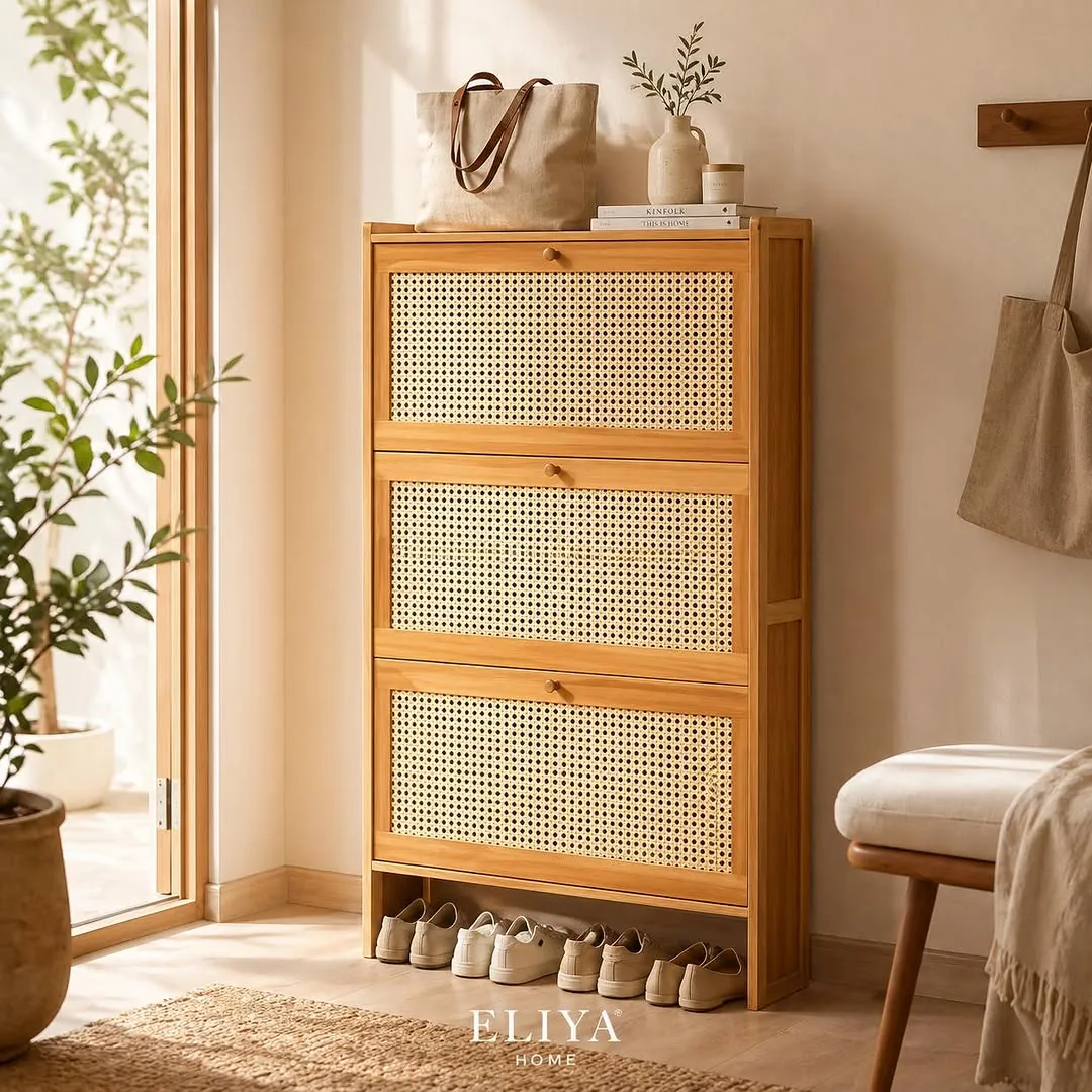 Two-Tier Bamboo Flip Shoe Rack