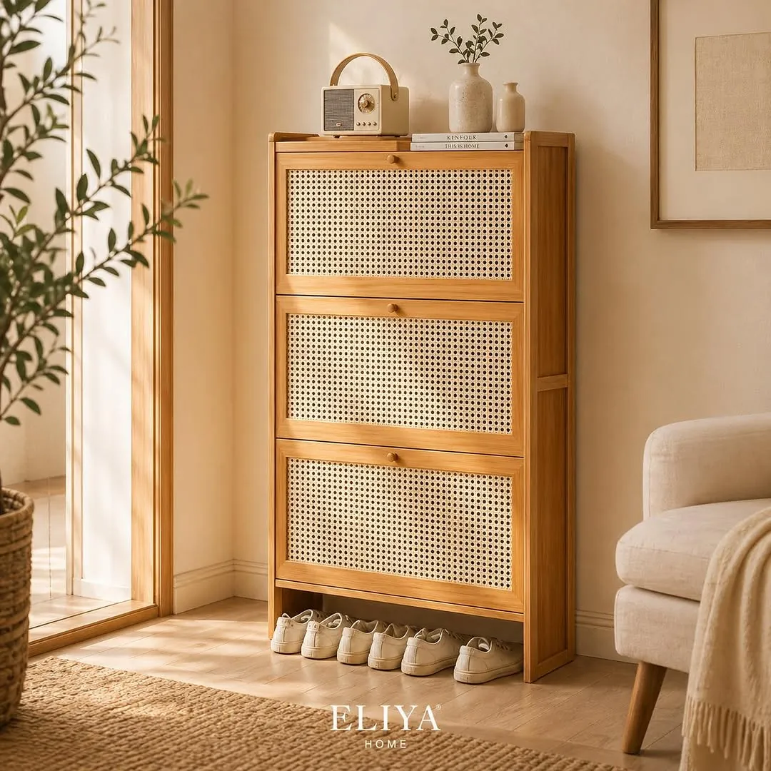 Two-Tier Bamboo Flip Shoe Rack