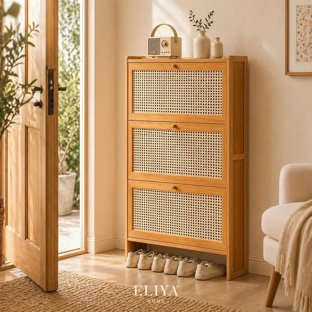 Two-Tier Bamboo Flip Shoe Rack
