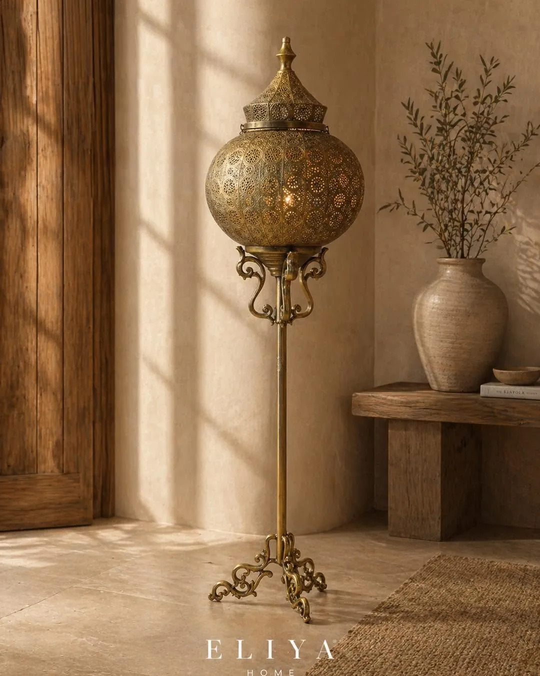 Elegant Chrome Iron Lantern Lamp