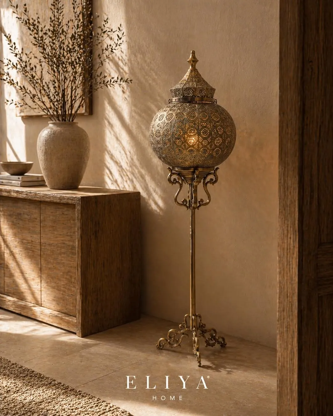 Elegant Chrome Iron Lantern Lamp