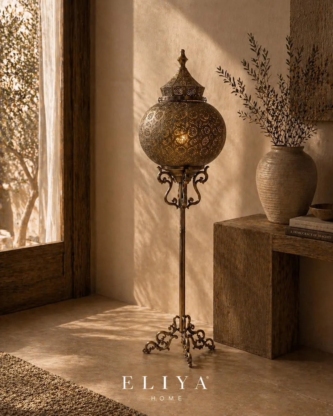 Elegant Chrome Iron Lantern Lamp