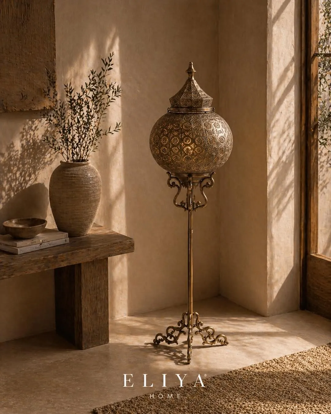 Elegant Chrome Iron Lantern Lamp