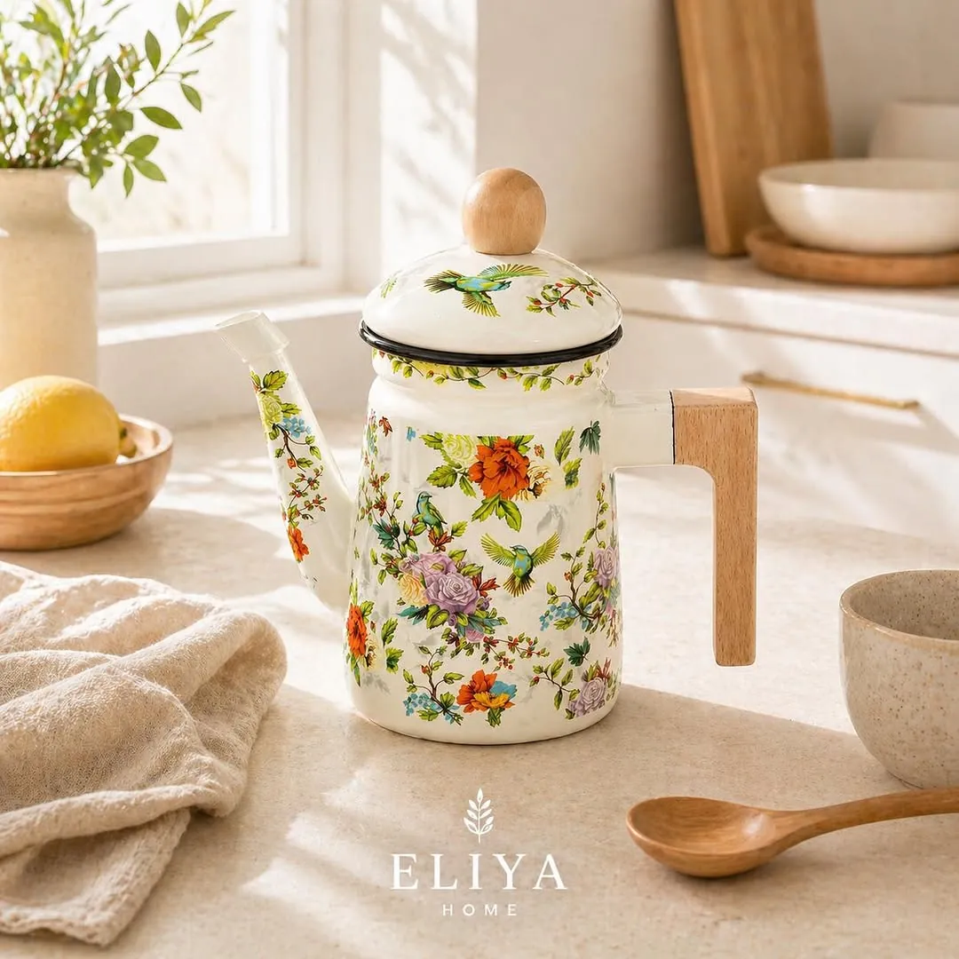 Ginko Metal Kettle with Wooden Handle