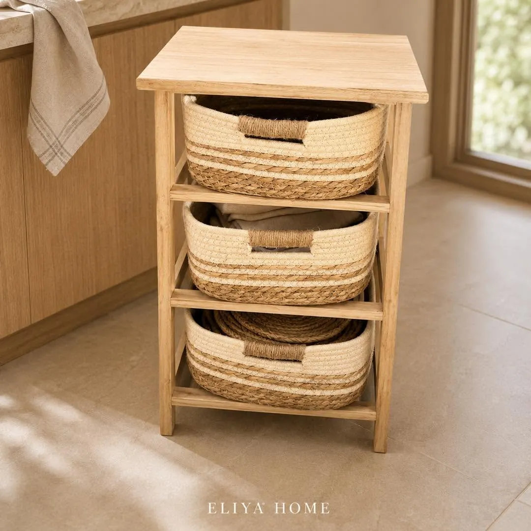 Wooden Vegetable Stand and Basket Set