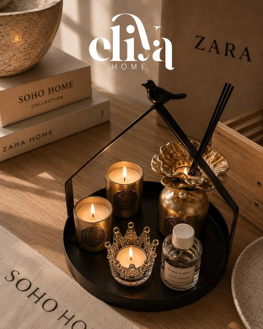 Metal Chinese Set with Scented Candles