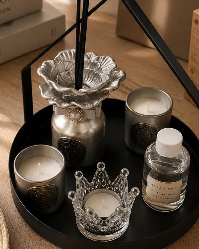 Metal Chinese Set with Scented Candles
