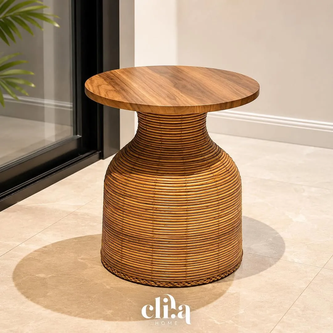 Natural Wood Side Table Set