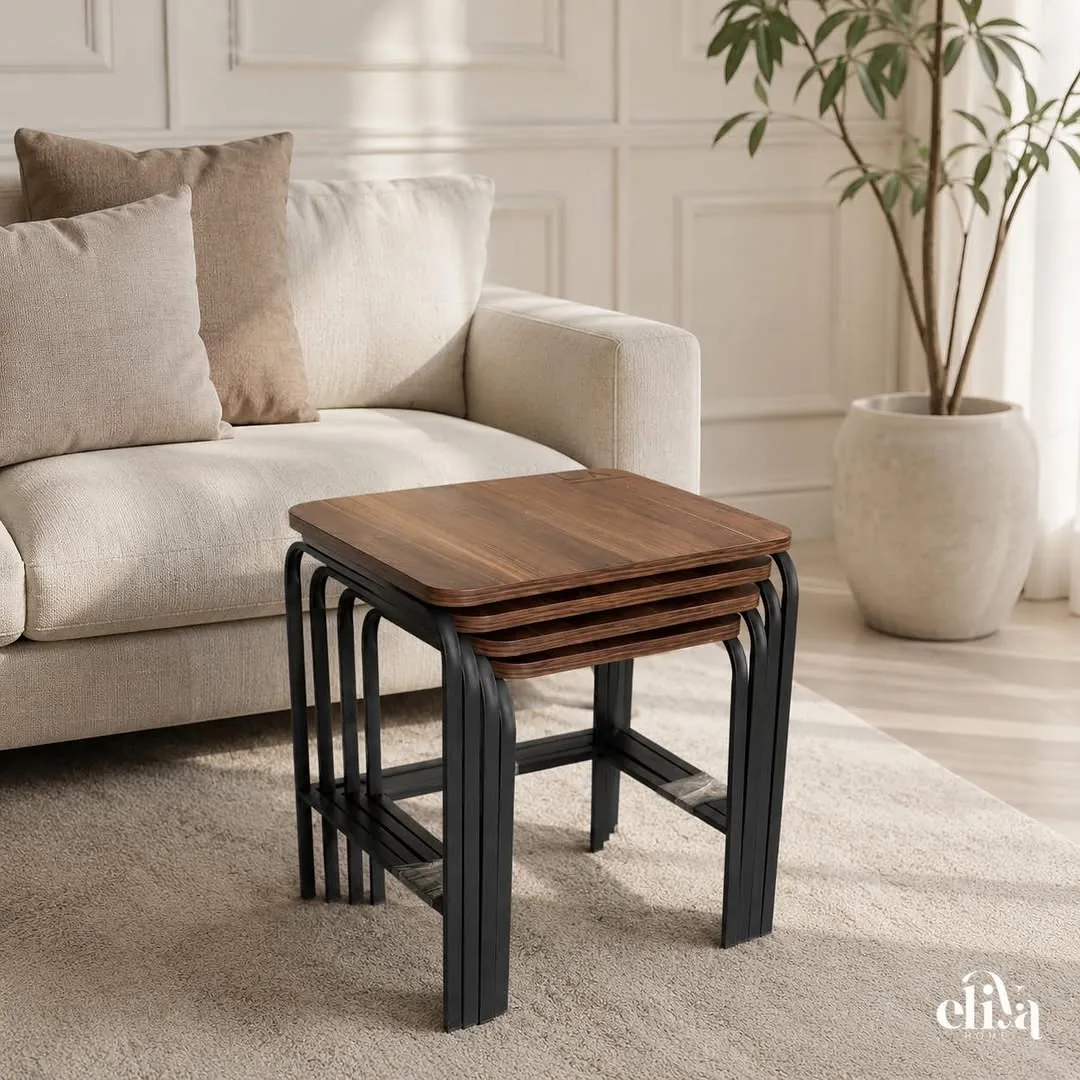 Elegant Rectangular Four-Piece Nesting Table Set