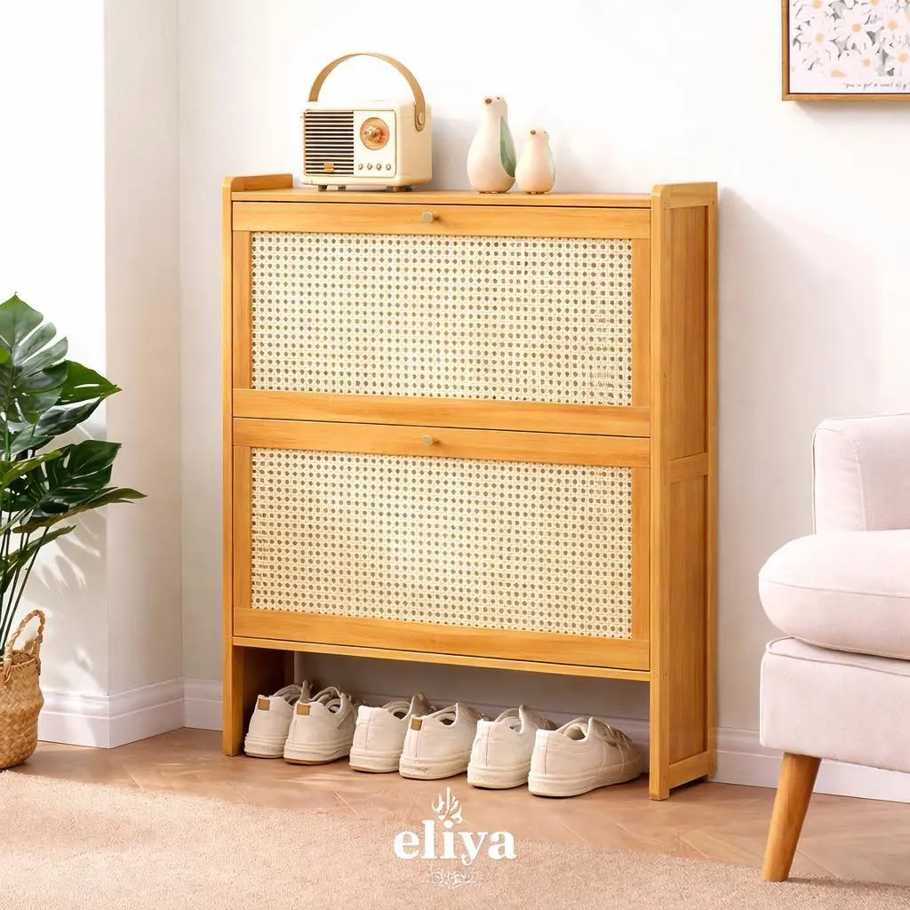 Bamboo Flip Shoe Rack - 2 Tiers