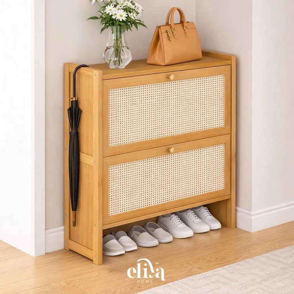 Bamboo Flip Shoe Rack - 2 Tiers