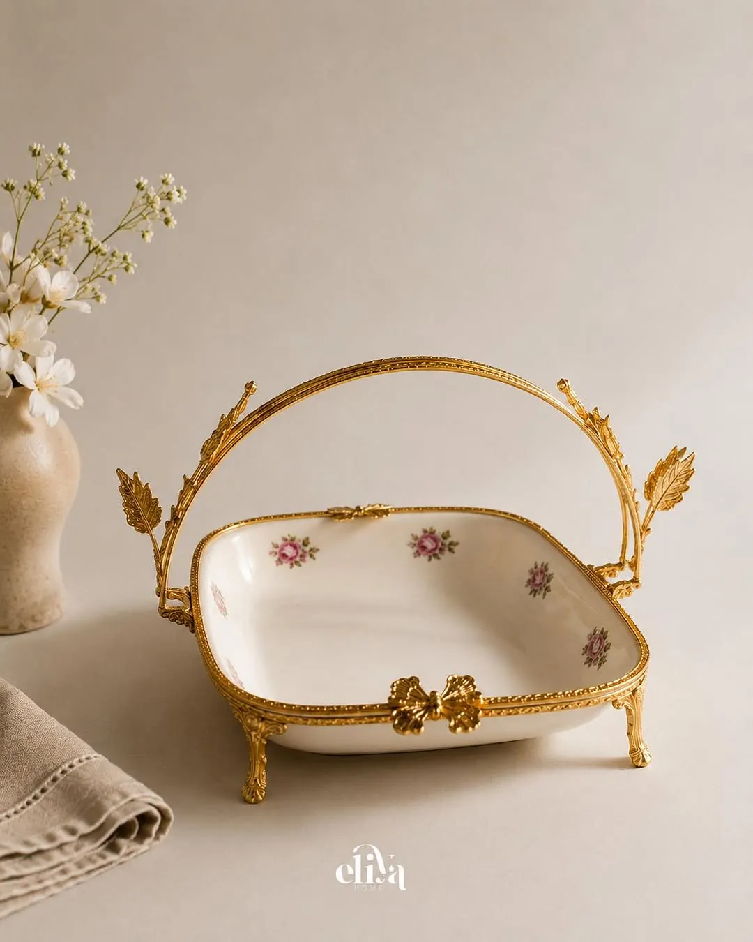 Ceramic and Gold Serving Bowl
