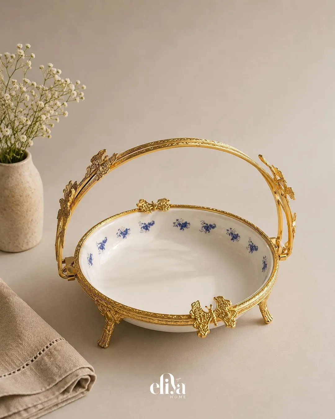 Ceramic and Gold Serving Bowl