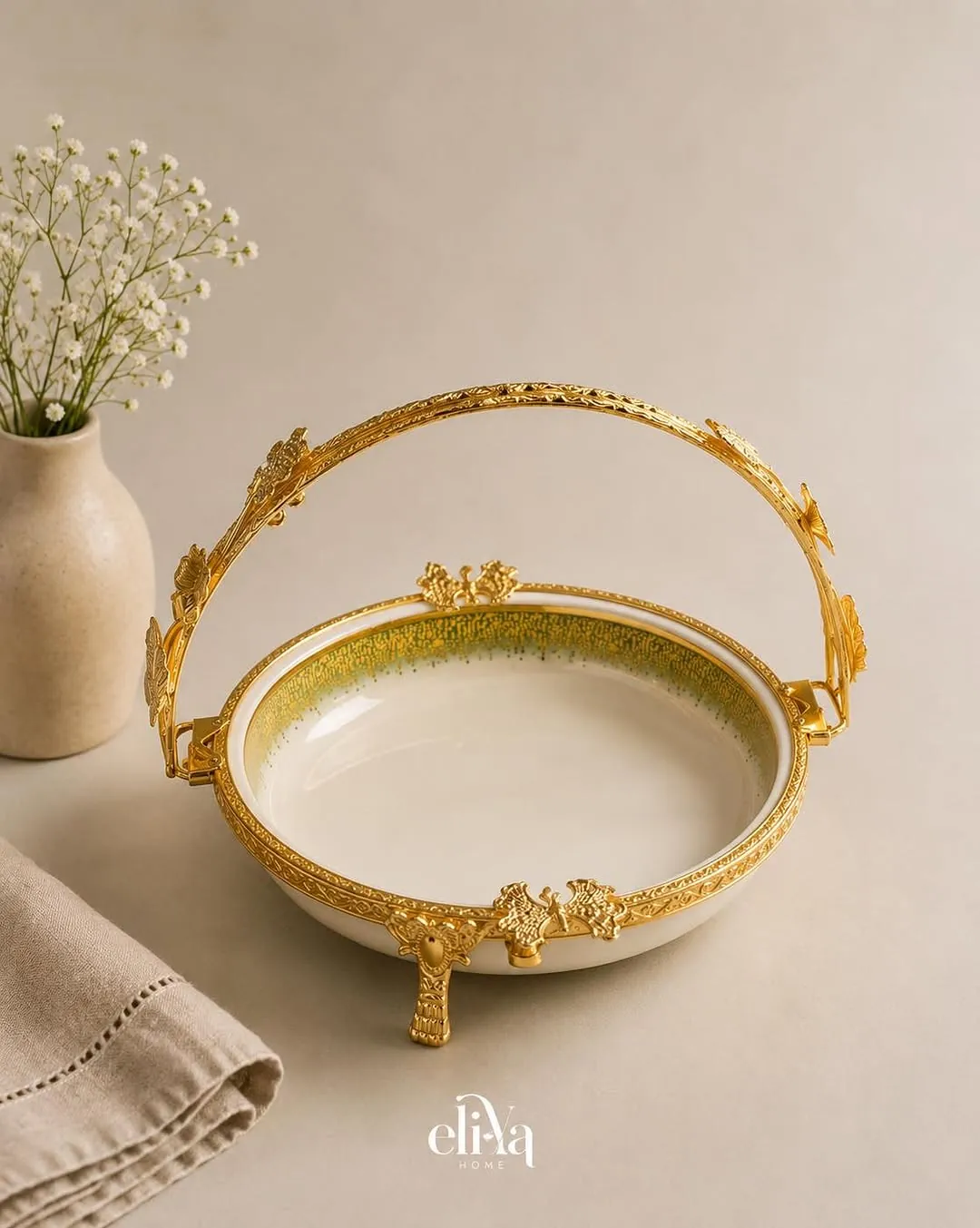 Ceramic and Gold Serving Bowl
