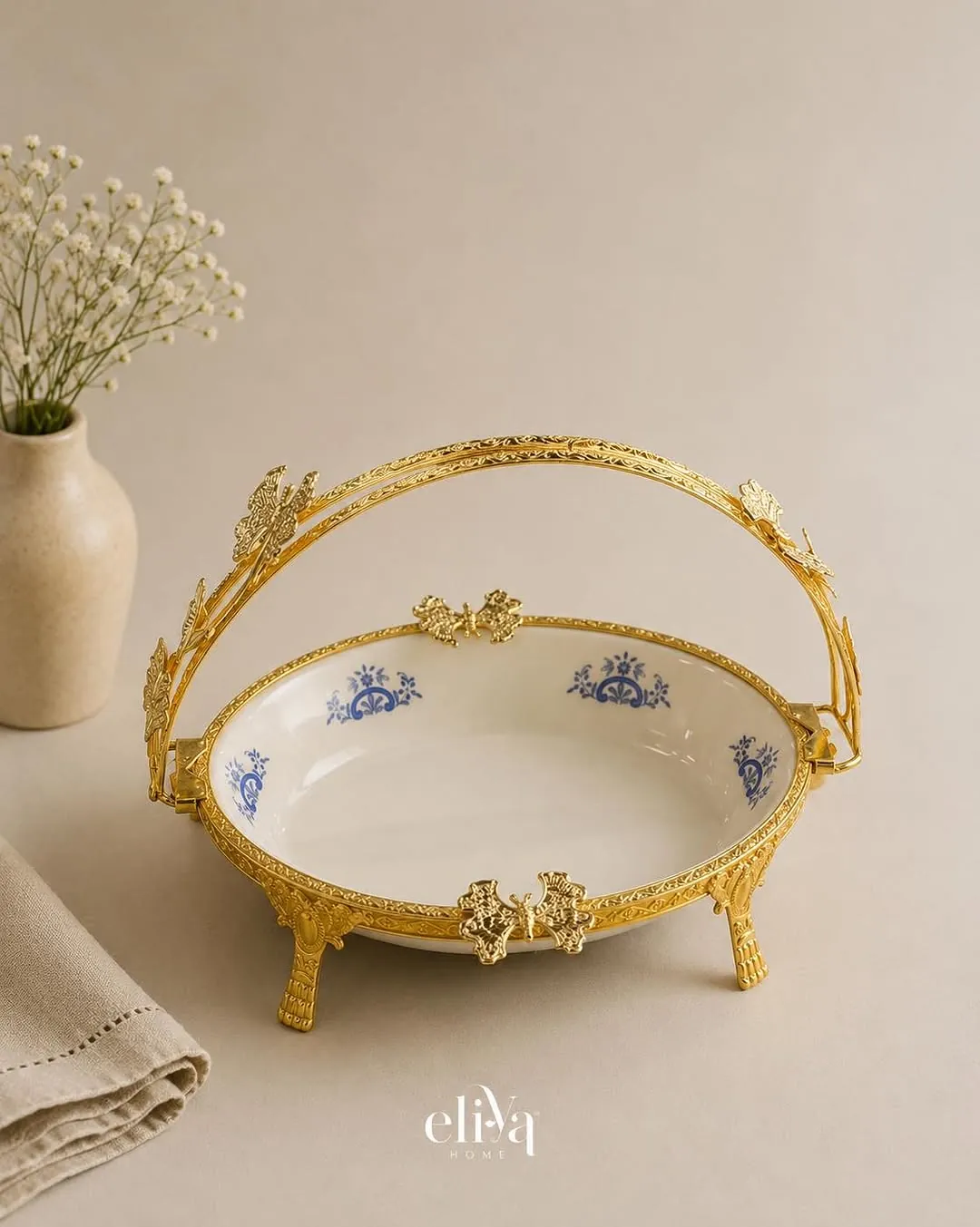 Ceramic and Gold Serving Bowl
