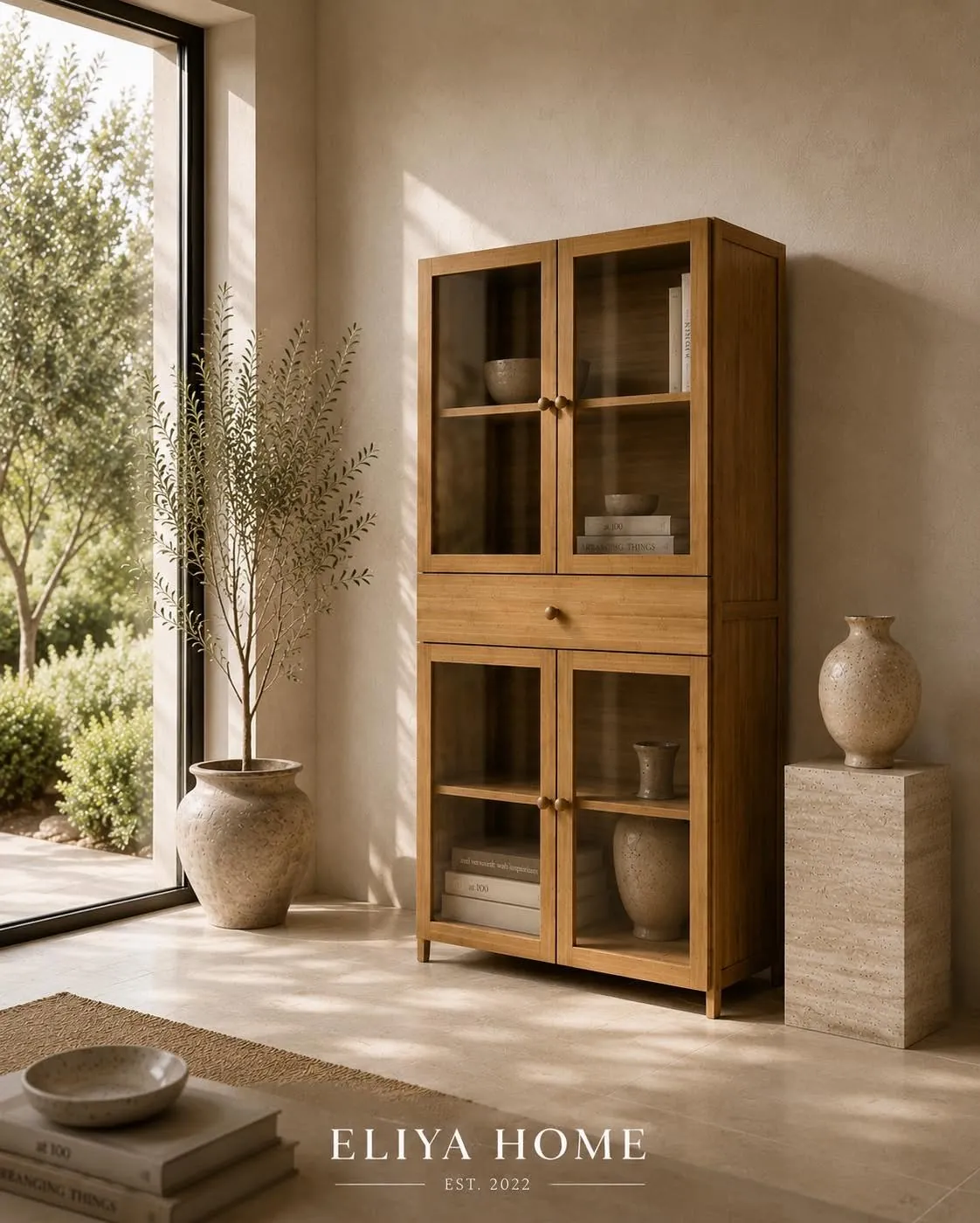 Wooden Showcase with Drawers