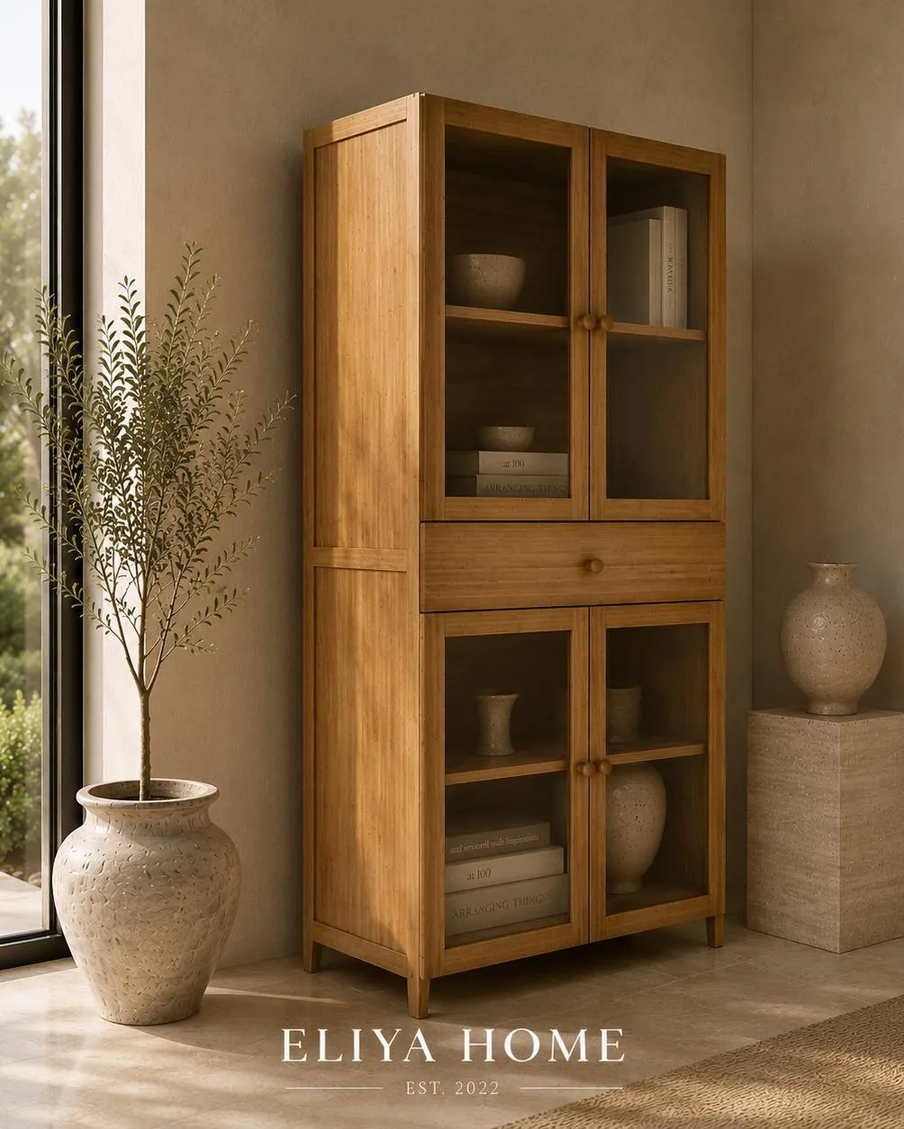 Wooden Showcase with Drawers