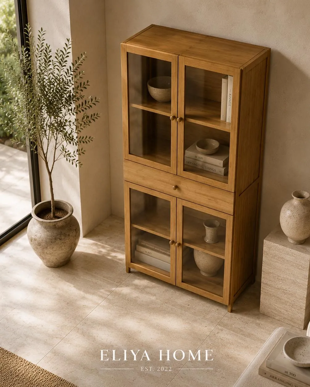 Wooden Showcase with Drawers