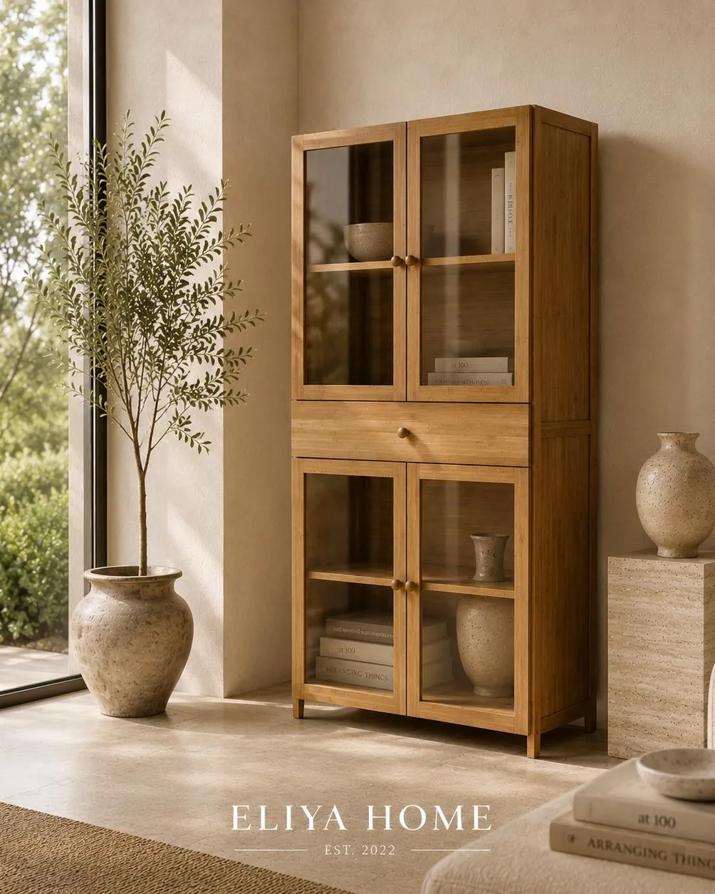 Wooden Showcase with Drawers