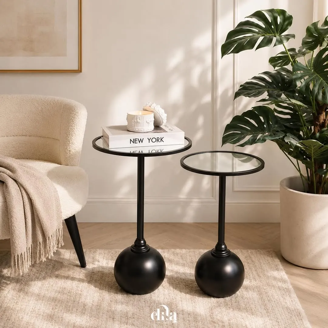 Luxury Metal and Glass Nested Tables Set