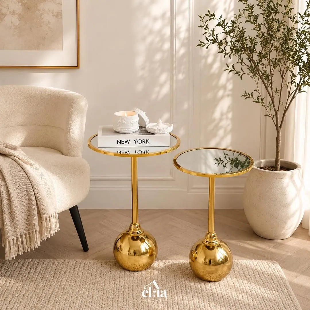 Luxury Metal and Glass Nested Tables Set