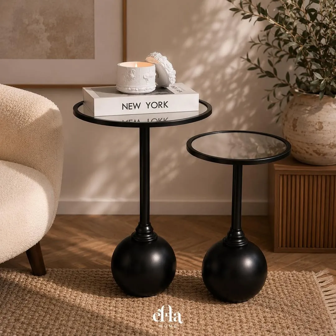 Luxury Metal and Glass Nested Tables Set