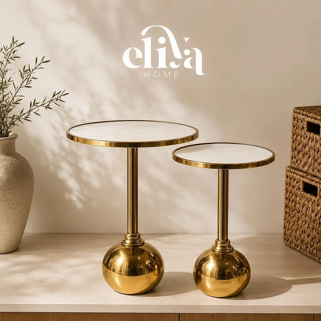 Luxury Metal and Glass Nested Tables Set