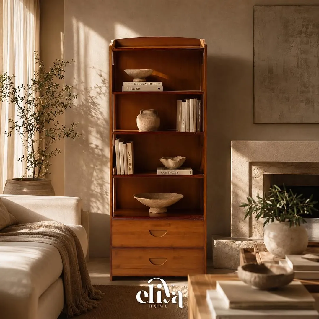 Elegant Bamboo Wood Bookshelf