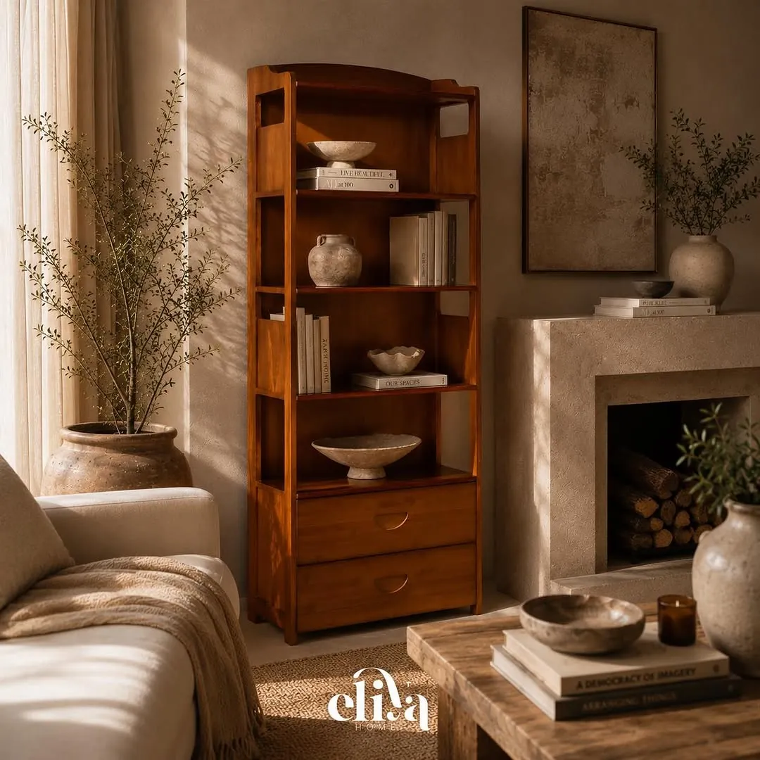 Elegant Bamboo Wood Bookshelf