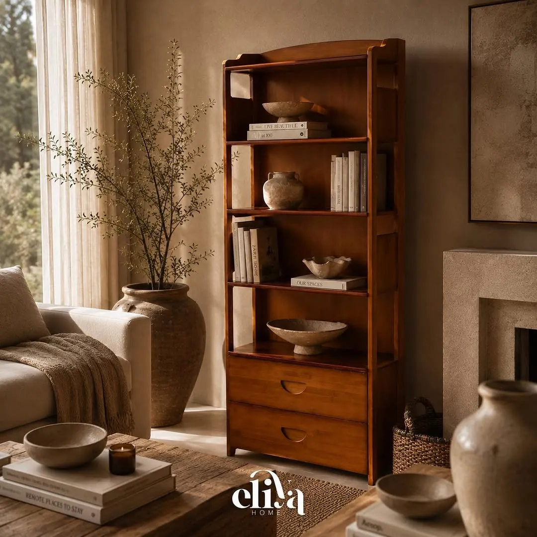 Elegant Bamboo Wood Bookshelf